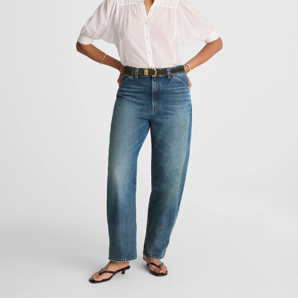 NWT MADEWELL Petite Curvy Balloon Jean in Greendale Wash
